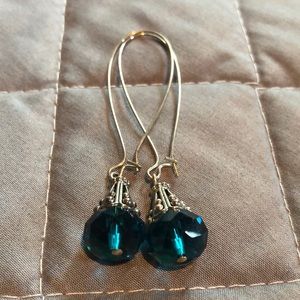 Beautiful turquoise glass drop earrings